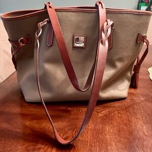 Dooney & Bourke Large Brown Fabric & Leather Tote